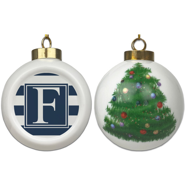 Horizontal Stripe Ceramic Christmas Ornament - X-Mas Tree (APPROVAL)