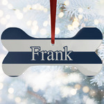 Horizontal Stripe Ceramic Dog Ornament w/ Initial