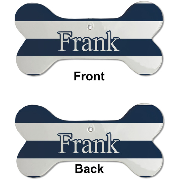 Horizontal Stripe Ceramic Flat Ornament - Bone Front & Back (APPROVAL)