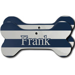 Horizontal Stripe Ceramic Dog Ornament - Front & Back w/ Initial