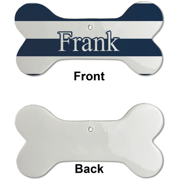 Horizontal Stripe Ceramic Flat Ornament - Bone Front & Back Single Print (APPROVAL)