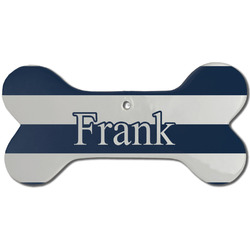 Horizontal Stripe Ceramic Dog Ornament - Front w/ Initial