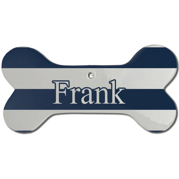 Horizontal Stripe Ceramic Flat Ornament - Bone Front