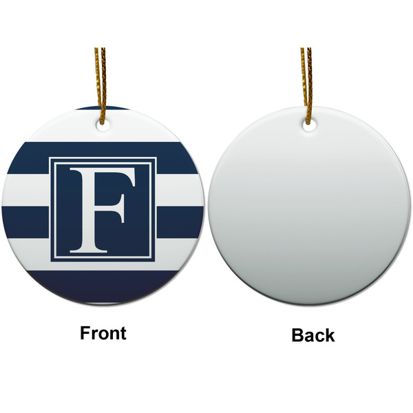 Horizontal Stripe Ceramic Flat Ornament - Circle Front & Back (APPROVAL)