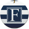 Horizontal Stripe Round Ceramic Ornament w/ Initial