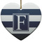 Horizontal Stripe Heart Ceramic Ornament w/ Initial