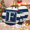 Horizontal Stripe Ceramic Ornament w/ Initial
