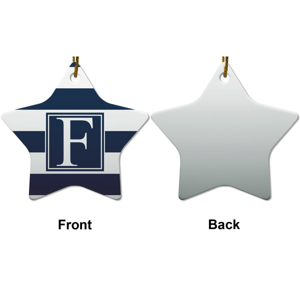 Horizontal Stripe Ceramic Flat Ornament - Star Front & Back (APPROVAL)