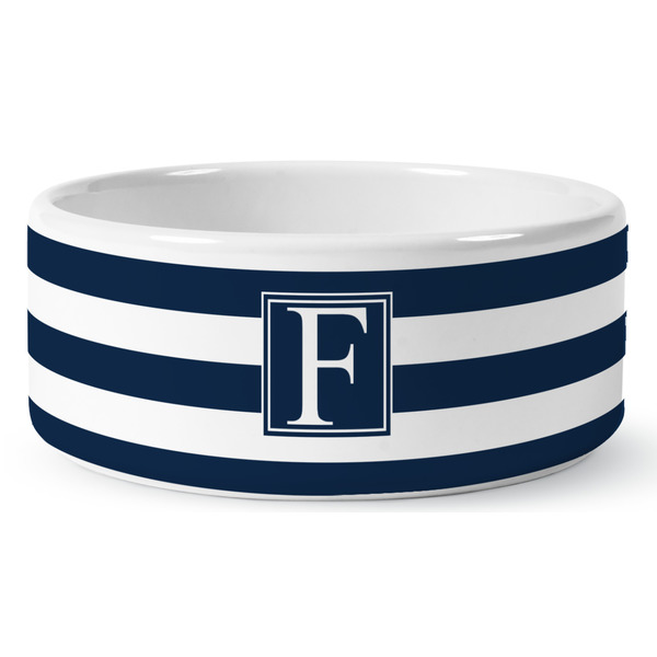 Custom Horizontal Stripe Ceramic Dog Bowl (Personalized)