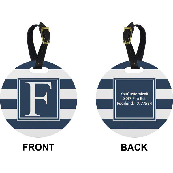 Horizontal Stripe Circle Luggage Tag (Front + Back)