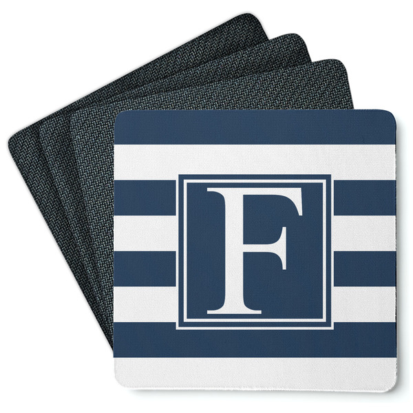 Custom Horizontal Stripe Square Rubber Backed Coasters - Set of 4 (Personalized)