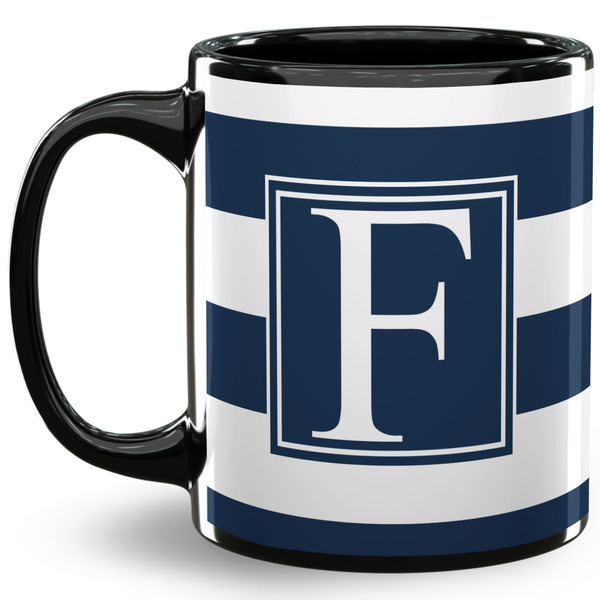 Custom Horizontal Stripe 11 Oz Coffee Mug - Black (Personalized)