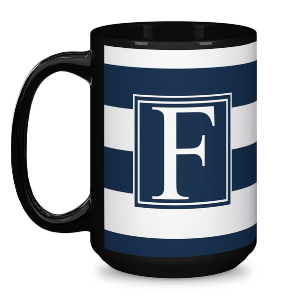 Horizontal Stripe Coffee Mug - 15 oz - Black