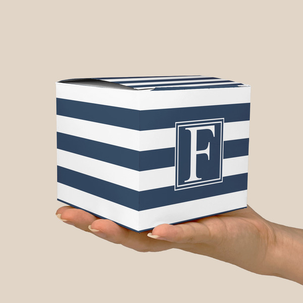 Horizontal Stripe Cube Favor Gift Box - On Hand - Scale View