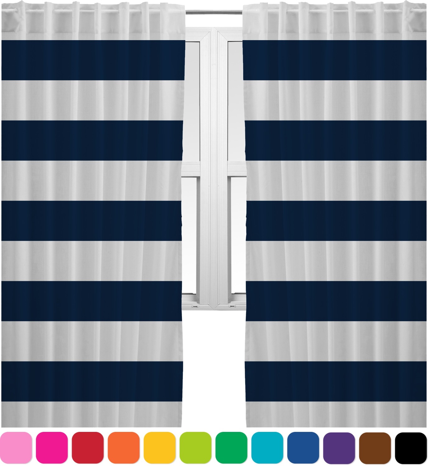 Horizontal Stripe Curtains 20"x63" Panels Lined (2 Panels Per Set