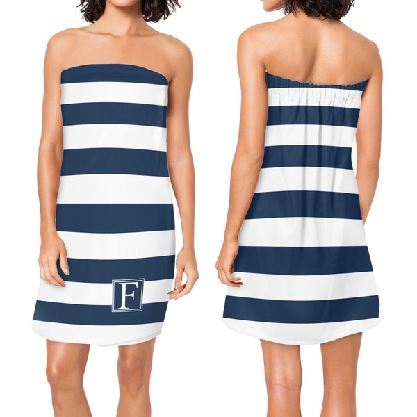 Horizontal Stripe Custom Bath Wrap - Front & Back View