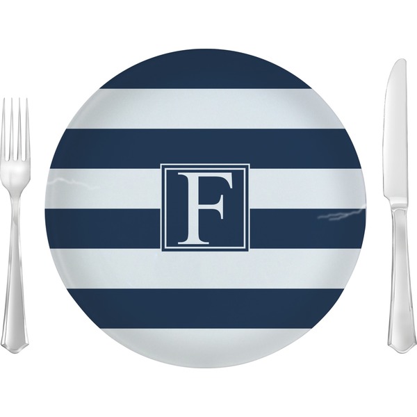 Custom Horizontal Stripe 10" Glass Lunch / Dinner Plates - Single or Set (Personalized)
