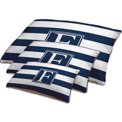 Horizontal Stripe Dog Bed w/ Initial