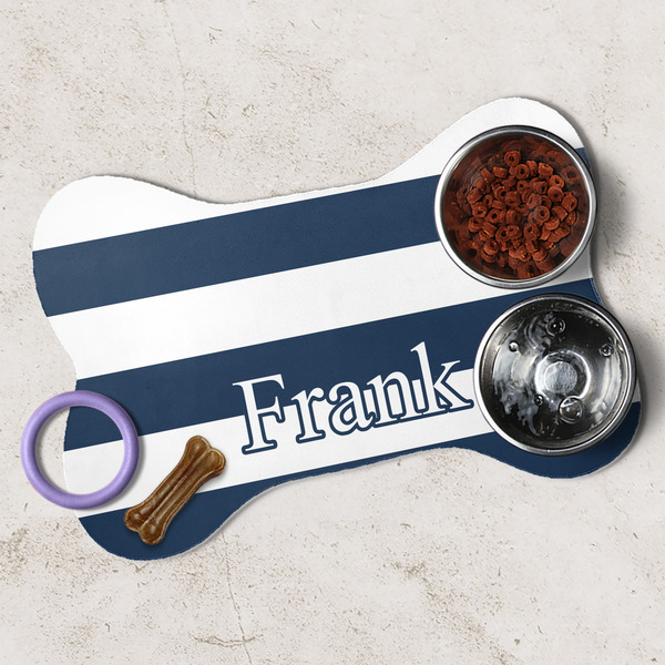 Horizontal Stripe Dog Bone Shaped Mat Lifestyle