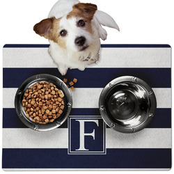 Horizontal Stripe Dog Food Mat - Medium w/ Initial
