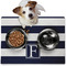 Horizontal Stripe Dog Food Mat - Medium w/ Initial