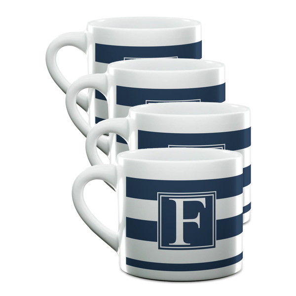 Custom Horizontal Stripe Double Shot Espresso Cups - Set of 4 (Personalized)
