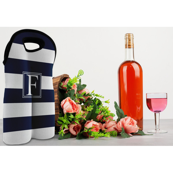 Horizontal Stripe Double Wine Tote - LIFESTYLE (new)