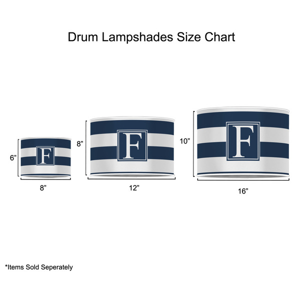 Horizontal Stripe Drum Lampshades - Sizing Chart