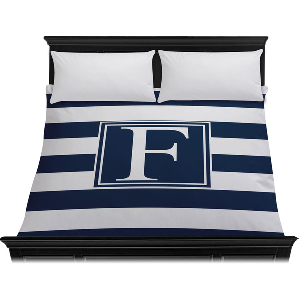 Horizontal Stripe Duvet Cover - King - On Bed - No Prop