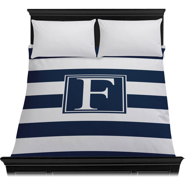 Horizontal Stripe Duvet Cover - Queen - On Bed - No Prop