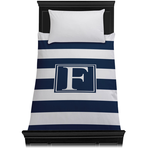 Horizontal Stripe Duvet Cover - Twin - On Bed - No Prop