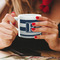 Horizontal Stripe Espresso Cup - 6oz (Double Shot) LIFESTYLE (Woman hands cropped)