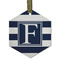 Horizontal Stripe Flat Glass Ornament - Hexagon w/ Initial