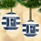 Horizontal Stripe Flat Glass Ornament w/ Initial