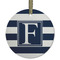 Horizontal Stripe Frosted Glass Ornament - Round