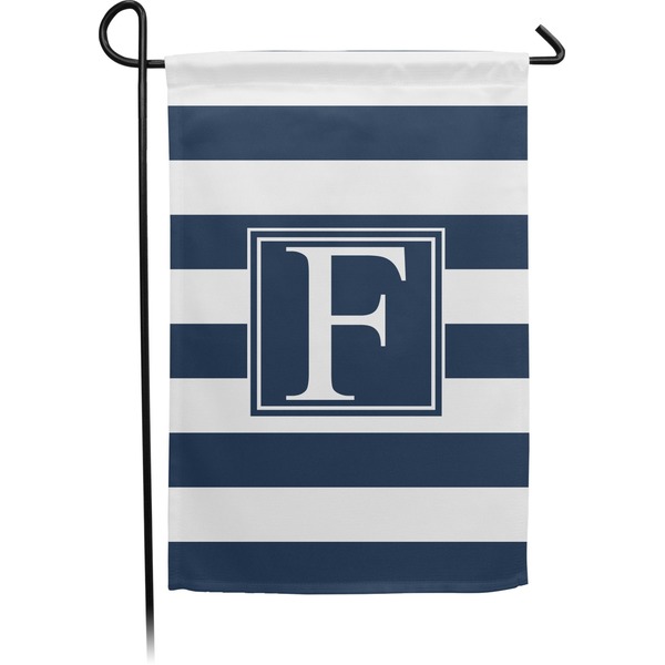 Custom Horizontal Stripe Small Garden Flag - Double Sided w/ Initial