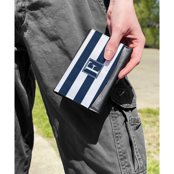 Horizontal Stripe Genuine Leather Womens Wallet - In Context