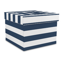 Horizontal Stripe Gift Box with Lid - Canvas Wrapped - Large (Personalized)