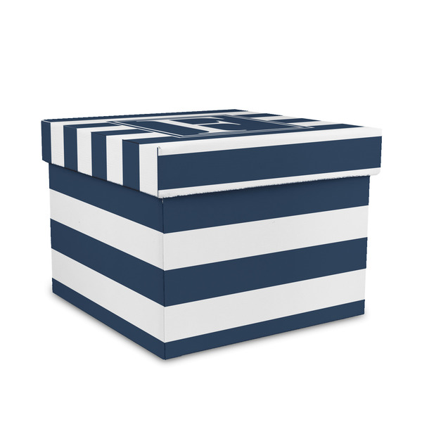Custom Horizontal Stripe Gift Box with Lid - Canvas Wrapped - Medium (Personalized)
