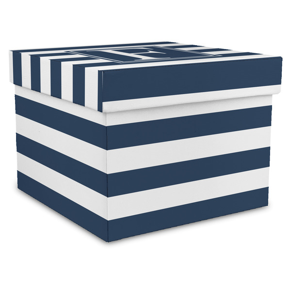 Custom Horizontal Stripe Gift Box with Lid - Canvas Wrapped - X-Large (Personalized)