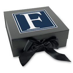 Horizontal Stripe Gift Box with Magnetic Lid - Black (Personalized)