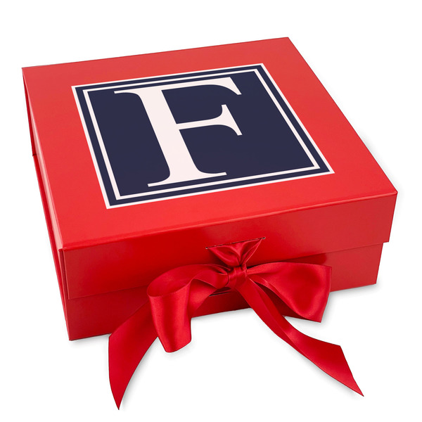 Custom Horizontal Stripe Gift Box with Magnetic Lid - Red (Personalized)