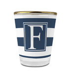 Horizontal Stripe Glass Shot Glass - 1.5 oz - with Gold Rim - Single (Personalized)