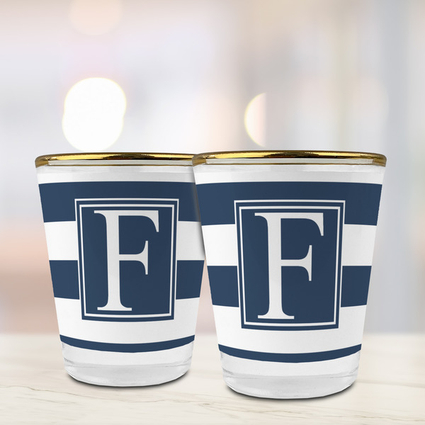 Horizontal Stripe Glass Shot Glass - with gold rim - LIFESTYLE