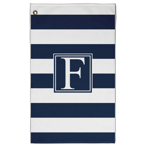 Custom Horizontal Stripe Golf Towel - Poly-Cotton Blend - Large w/ Initial