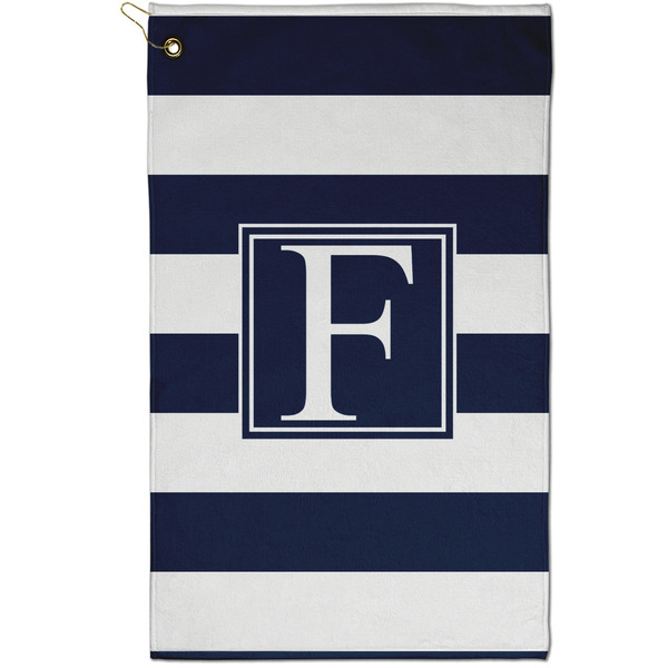 Custom Horizontal Stripe Golf Towel - Poly-Cotton Blend - Small w/ Initial