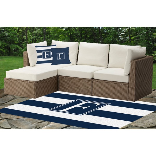 Horizontal Stripe Outdoor Mat & Cushions
