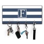 Horizontal Stripe Key Hanger w/ 4 Hooks w/ Initial