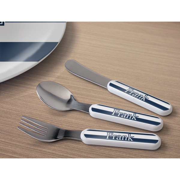 Horizontal Stripe Kids Flatware w/ Plate