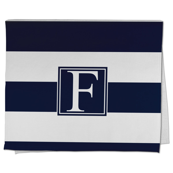 Custom Horizontal Stripe Kitchen Towel - Poly Cotton w/ Initial